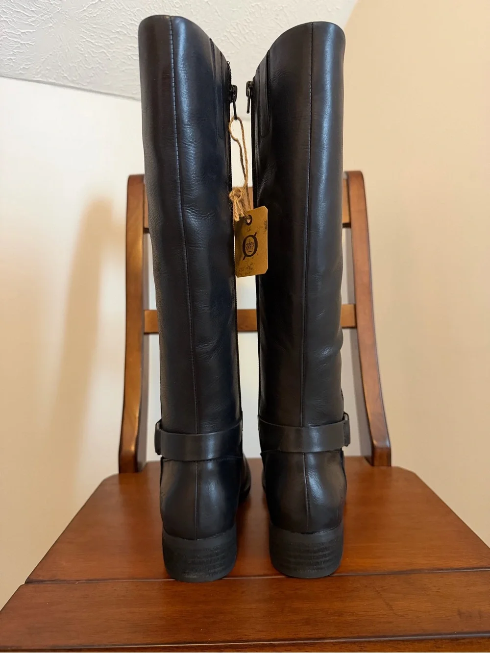 Born Saddler Black Knee-High Buckle Riding Boots